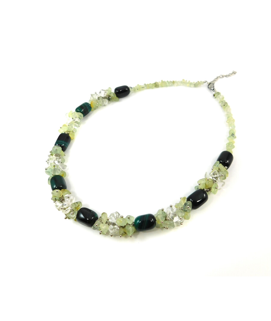 Exclusive necklace "Colorful notes" Agate bar, Prynit crumb, Rock crystal