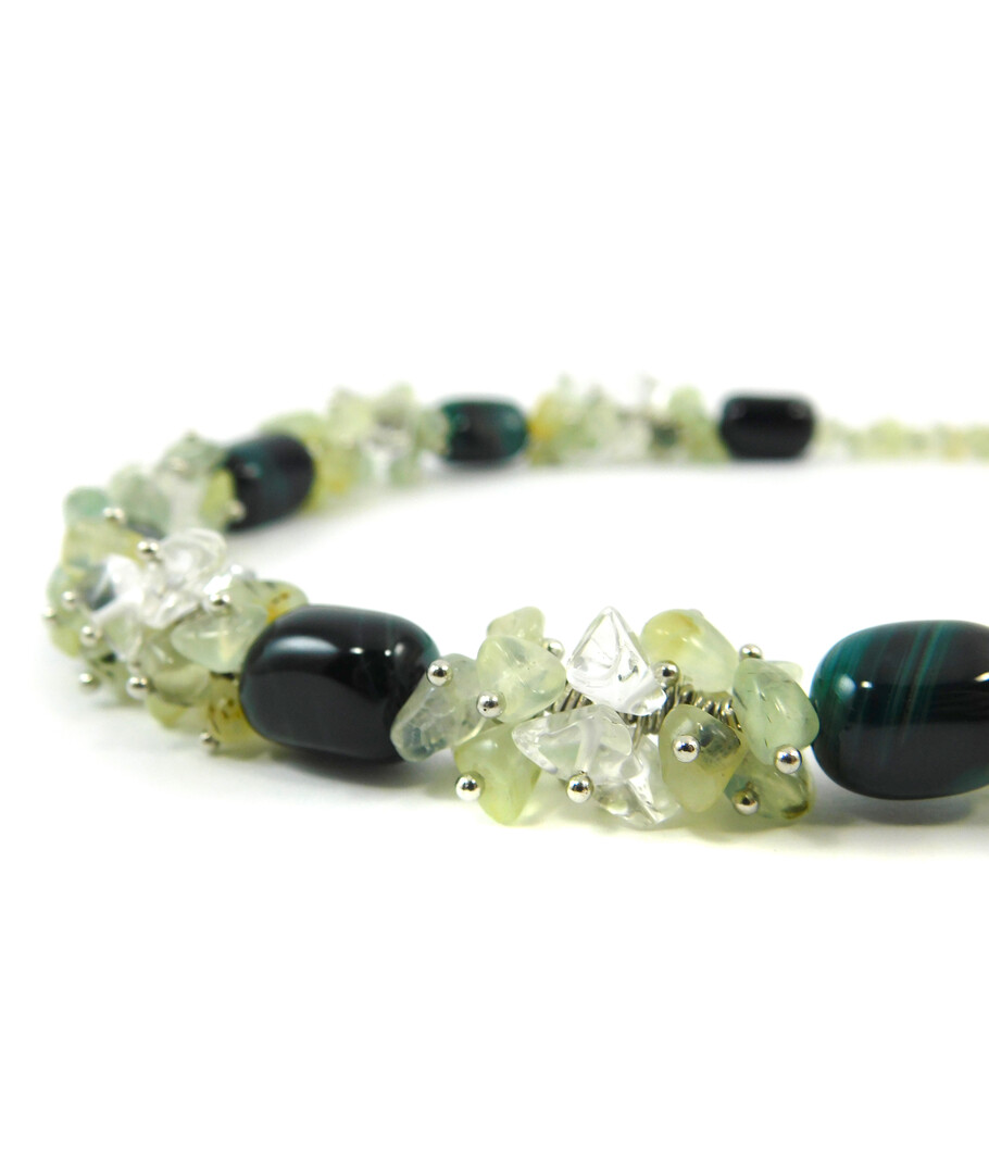 Exclusive necklace "Colorful notes" Agate bar, Prynit crumb, Rock crystal