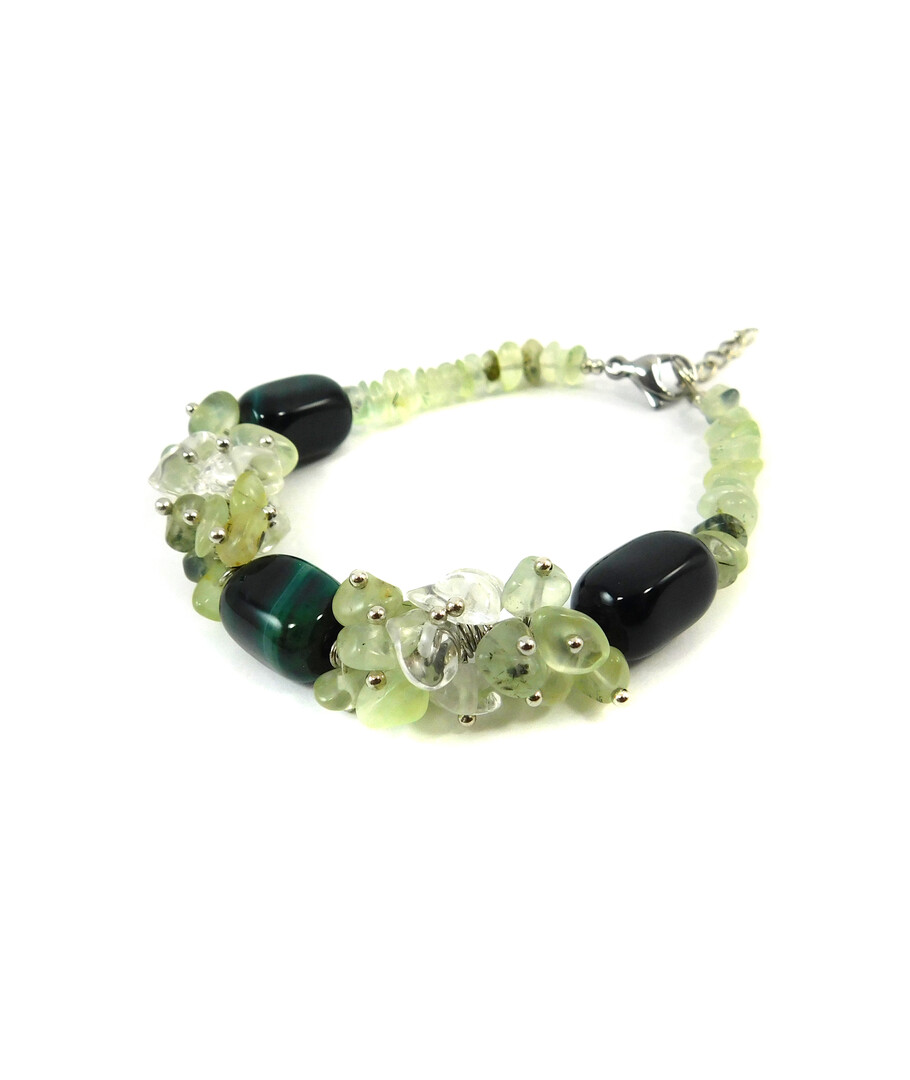 Exclusive bracelet "Colorful notes" Agate bar, Prynit crumb, Rock crystal