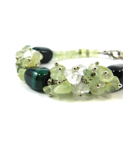 Exclusive bracelet "Colorful notes" Agate bar, Prynit crumb, Rock crystal