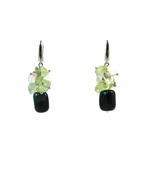 Exclusive earrings "Colorful notes" Agate bar, Prynit crumb, Mountain crystal