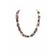 Exclusive necklace "Spring mallows" Agate bar, Amethyst crumb, Chalcedony, Fluorite