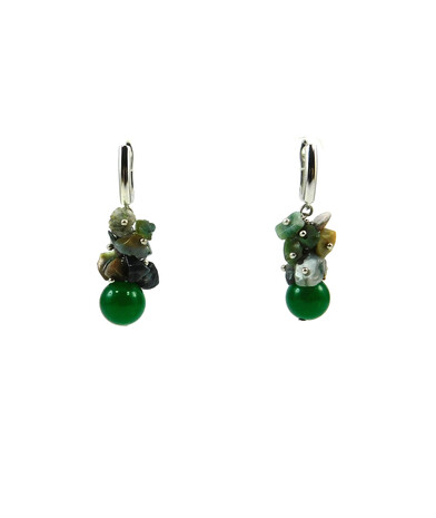 Exclusive earrings "Spring Forest" Chrysoprase, Jasper crumb