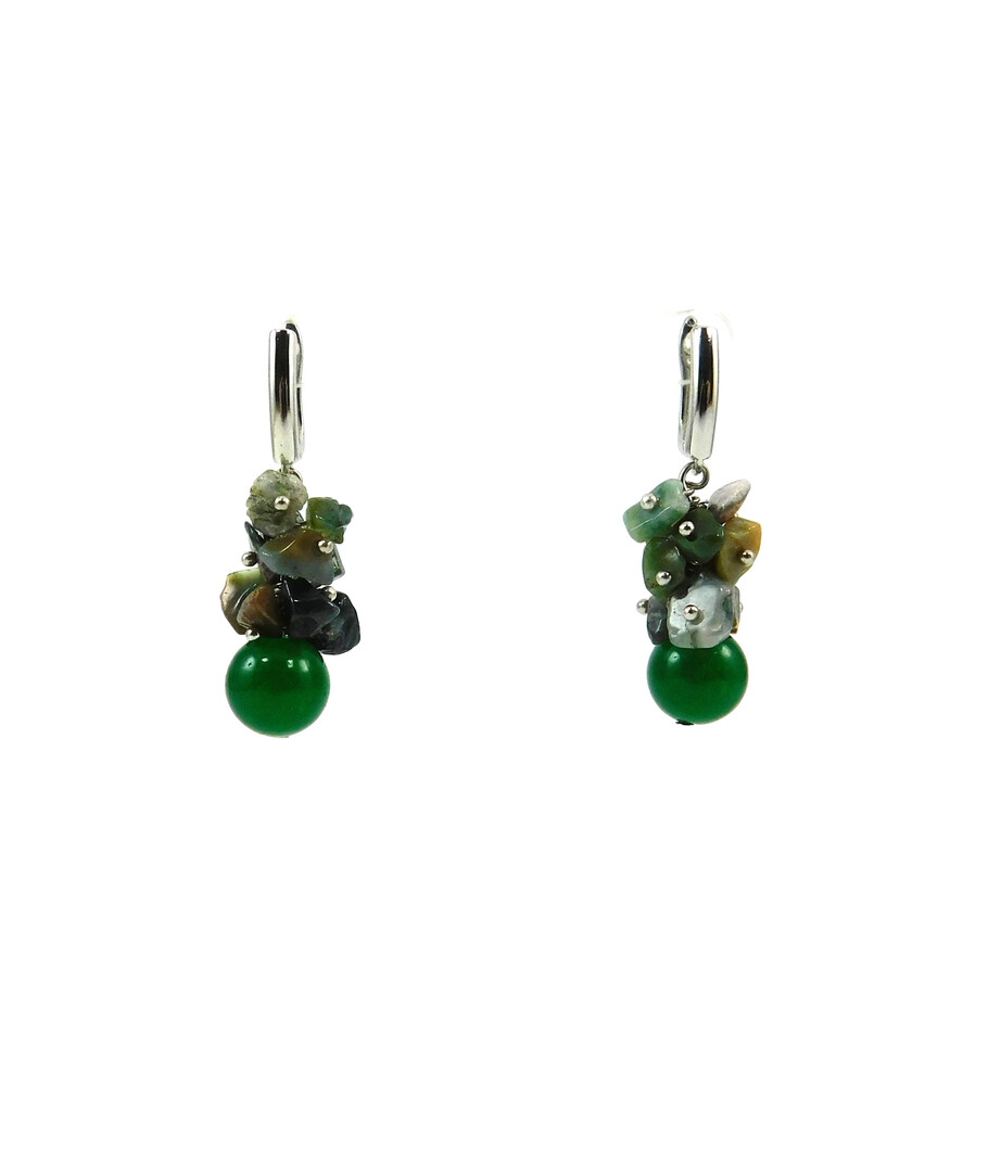 Exclusive earrings "Spring Forest" Chrysoprase, Jasper crumb