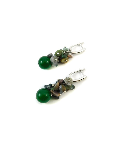 Exclusive earrings "Spring Forest" Chrysoprase, Jasper crumb