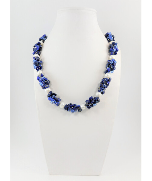 Exclusive necklace "Pearl symphony" Pearls, lapis lazuli