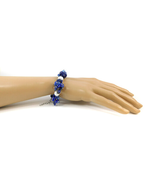 Exclusive bracelet "Pearl symphony" Pearls, lapis lazuli