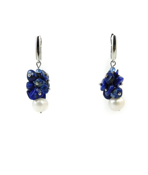 Exclusive "Pearl Symphony" earrings Pearls, lapis lazuli