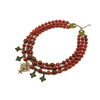 Exclusive necklace &quot;Vseslava 2&quot; Carnelian sphere, 3 rows