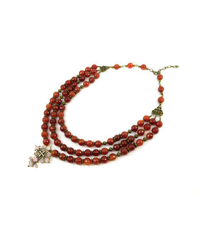 Exclusive necklace "Sandra 2" 3-row Carnelian facet