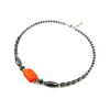 Exclusive necklace &quot;Prima Donna&quot; Coral, Hematite cube, barrel