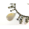 Exclusive necklace &quot;Early fog&quot; Agate face, Labrador face, Topaz face