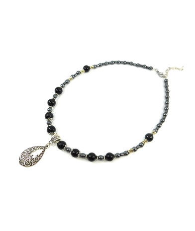 Exclusive necklace "Julie" Agate, Hematite