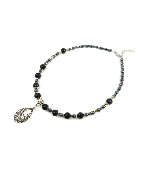 Exclusive necklace "Julie" Agate, Hematite