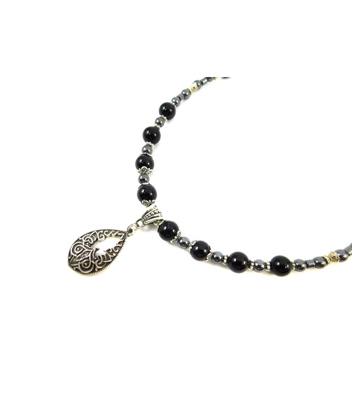 Exclusive necklace "Julie" Agate, Hematite