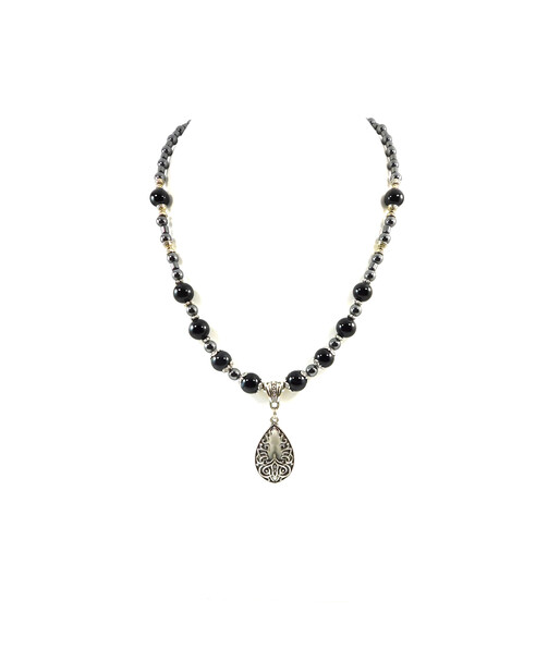 Exclusive necklace "Julie" Agate, Hematite