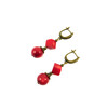 Exclusive earrings &quot;Red Lily&quot; Coral cube, sphere