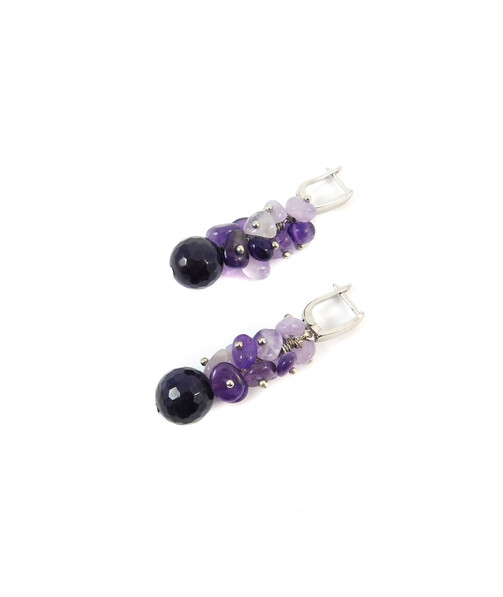 Exclusive earrings "Mont Blanc" Amethyst facet, crumb