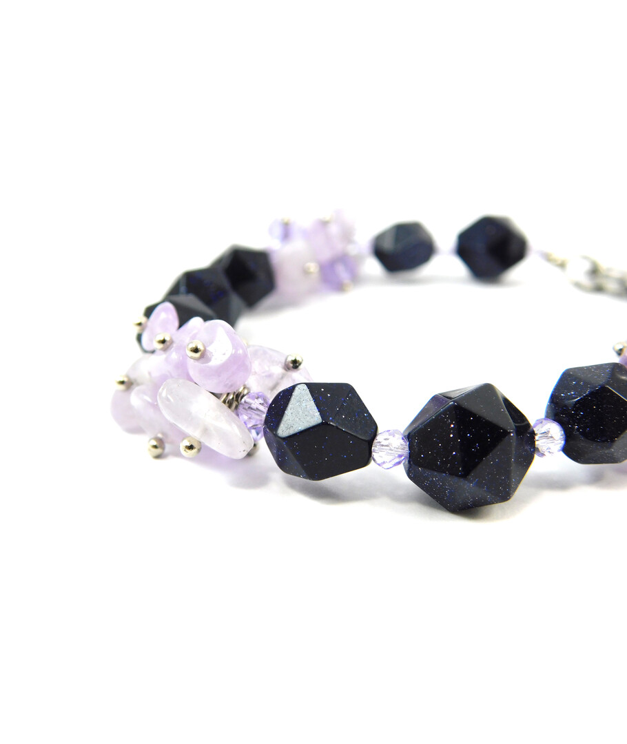 Exclusive bracelet "Lavender freshness" Aventurine polyhedron