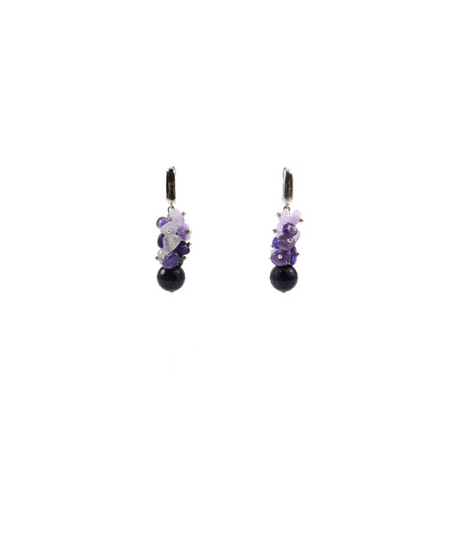 Exclusive earrings "Lavender freshness" Aventurine polyhedron