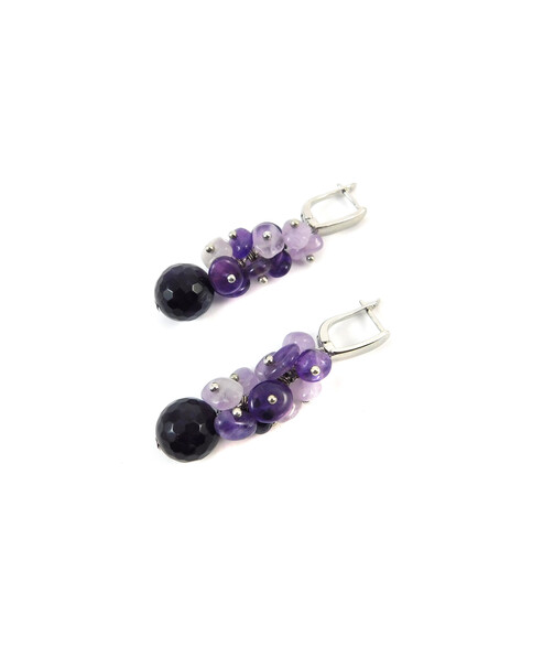 Exclusive earrings "Lavender freshness" Aventurine polyhedron