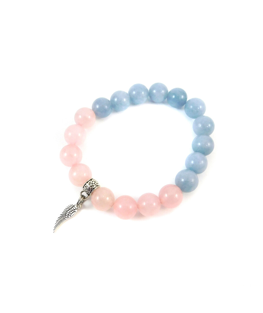 Exclusive bracelet "Monica" Aquamarine, Rose Quartz