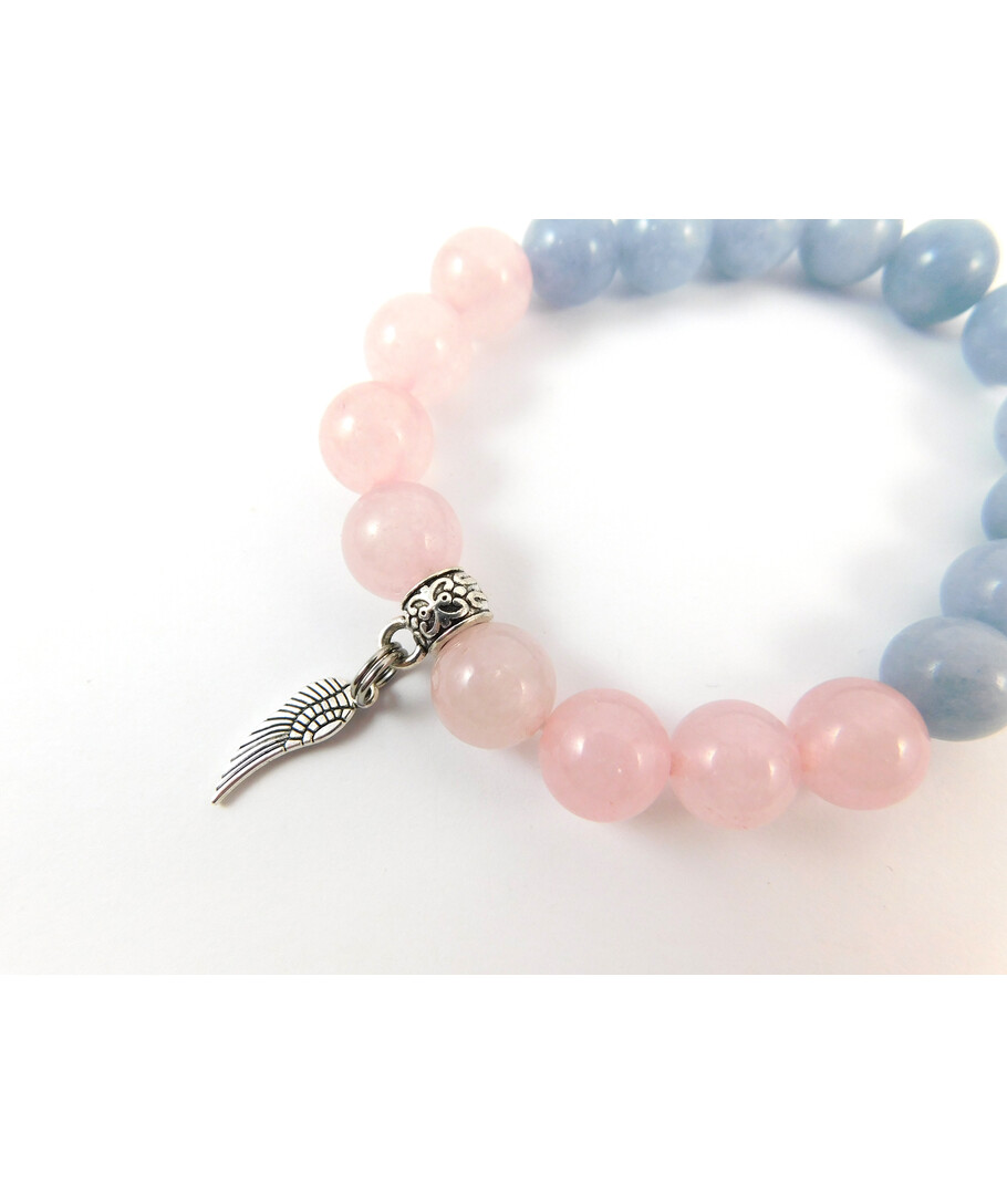 Exclusive bracelet "Monica" Aquamarine, Rose Quartz