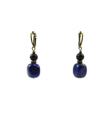 Exclusive earrings "Charlotte" lapis lazuli, shungite