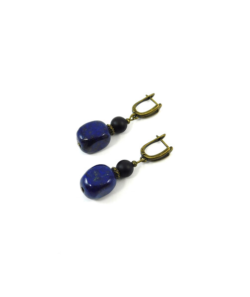 Exclusive earrings "Charlotte" lapis lazuli, shungite