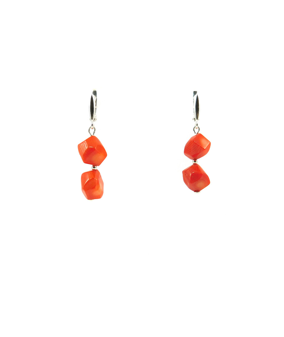 Exclusive earrings Coral cube, silver