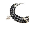 Exclusive necklace &quot;Risa&quot; Agate sphere, Hematite, 3 rows