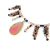 Exclusive necklace &quot;Early mist&quot; Rose quartz facet, Chalcedony, Garnet