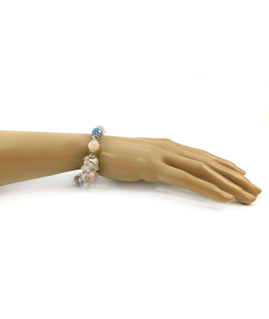 Exclusive bracelet "Mont Blanc" Morganite facet, sphere, crumb