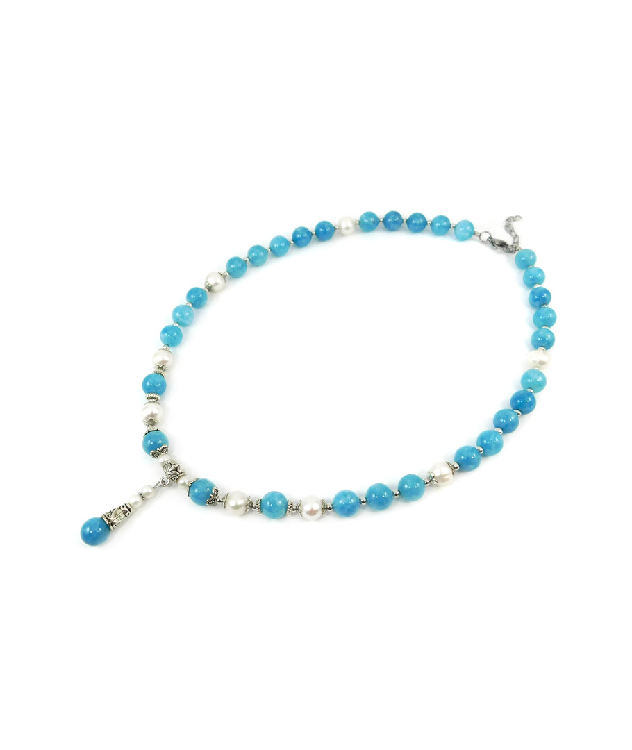 Exclusive necklace "Aqua pearls" Aquamarine, Pearls