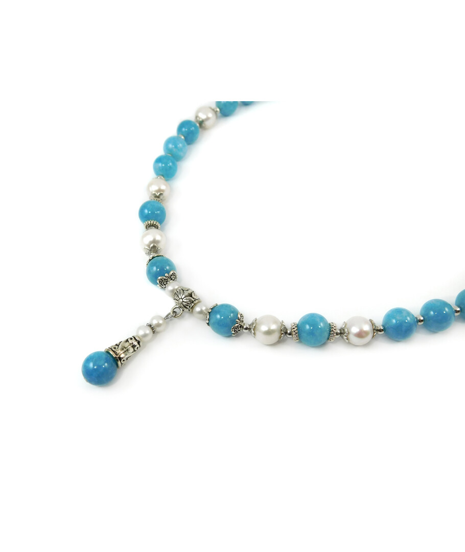 Exclusive necklace "Aqua pearls" Aquamarine, Pearls