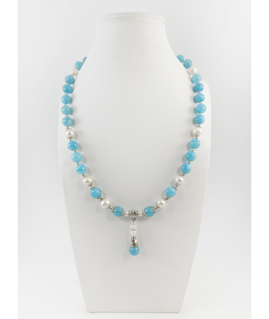 Exclusive necklace "Aqua pearls" Aquamarine, Pearls