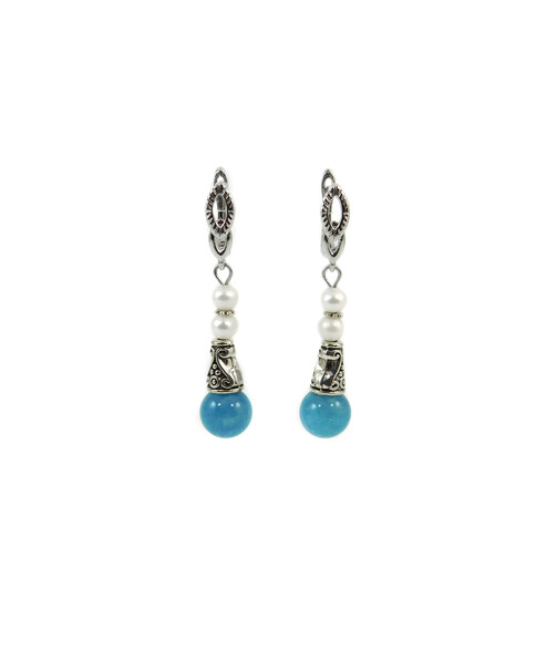 Exclusive earrings "Aqua pearls" Aquamarine, Pearls