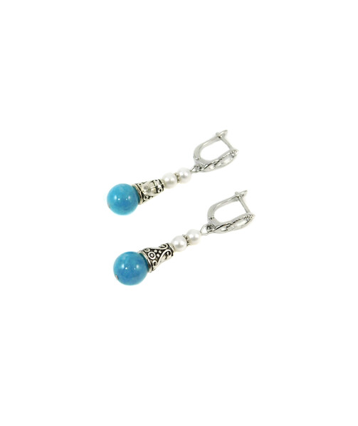 Exclusive earrings "Aqua pearls" Aquamarine, Pearls