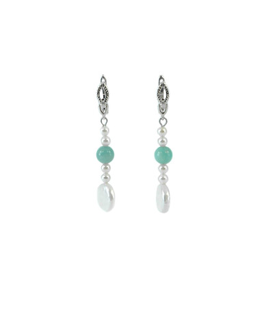 Exclusive earrings "Patricia's Heart" Majorca round, Amazonite