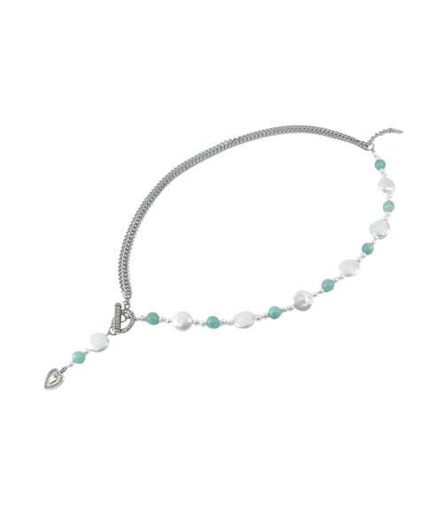 Exclusive necklace "Patricia's Heart" Majorca round, Amazonite