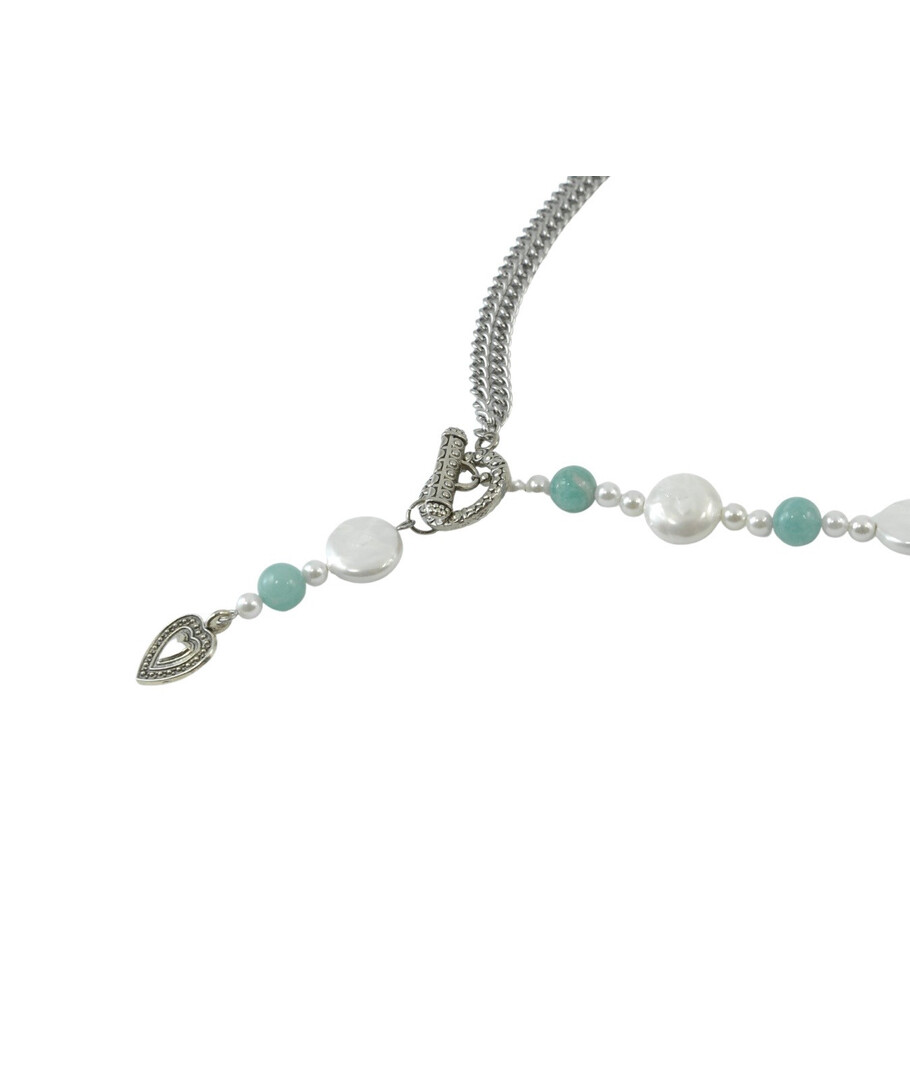 Exclusive necklace "Patricia's Heart" Majorca round, Amazonite