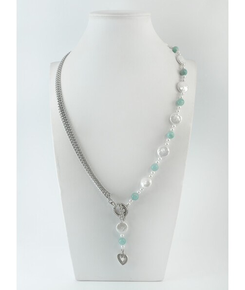 Exclusive necklace "Patricia's Heart" Majorca round, Amazonite