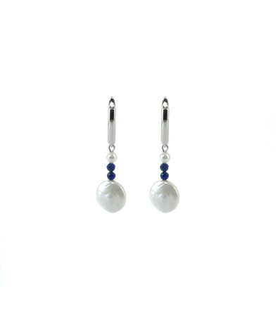 Exclusive earrings "Patricia" Mallorca round, lapis lazuli