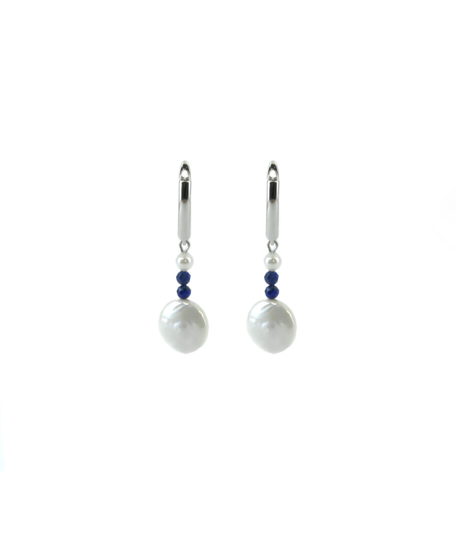 Exclusive earrings "Patricia" Mallorca round, lapis lazuli