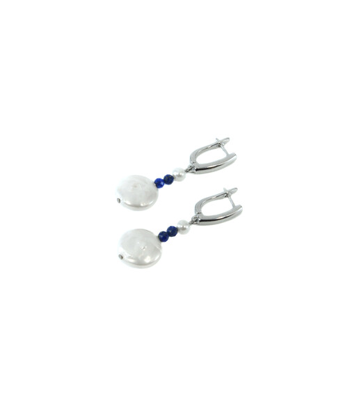 Exclusive earrings "Patricia" Mallorca round, lapis lazuli