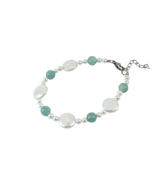 Exclusive bracelet "Patricia's Heart" Majorca round, Amazonite