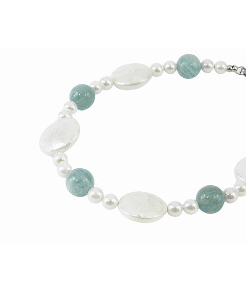 Exclusive bracelet "Patricia's Heart" Majorca round, Amazonite