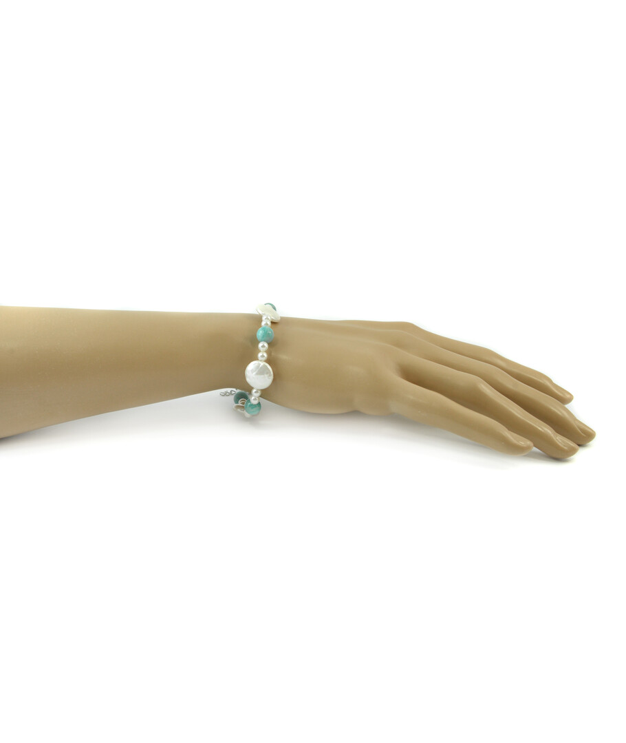 Exclusive bracelet "Patricia's Heart" Majorca round, Amazonite