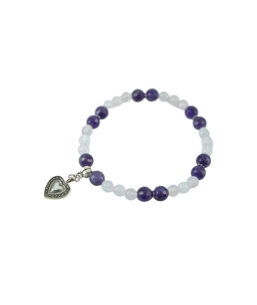 Exclusive bracelet "Mix" Amethyst facet, Rose quartz facet