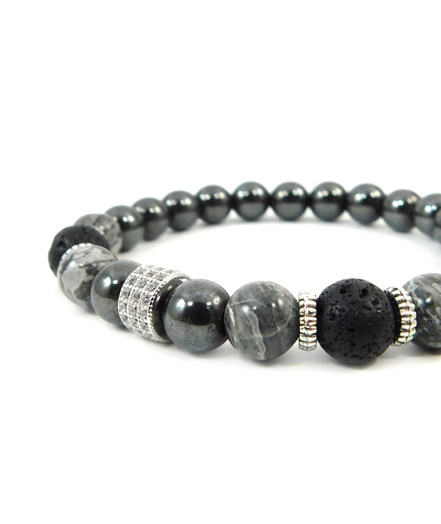 Exclusive bracelet "Nita" Hematite, Jasper, Lava